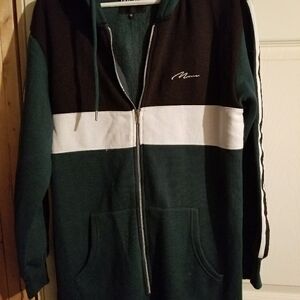 Men's Green and Black Zip-Up Hoodie Onsie